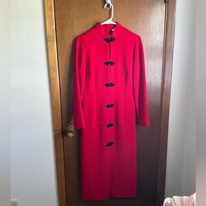 Zara Red Long Sleeve Dress with Black Accents